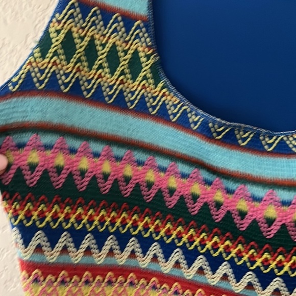 Chelsea & Violet Crocheted Multicolor Mini Dress. Size S. Sleeveless. Y2K - Picture 3 of 11